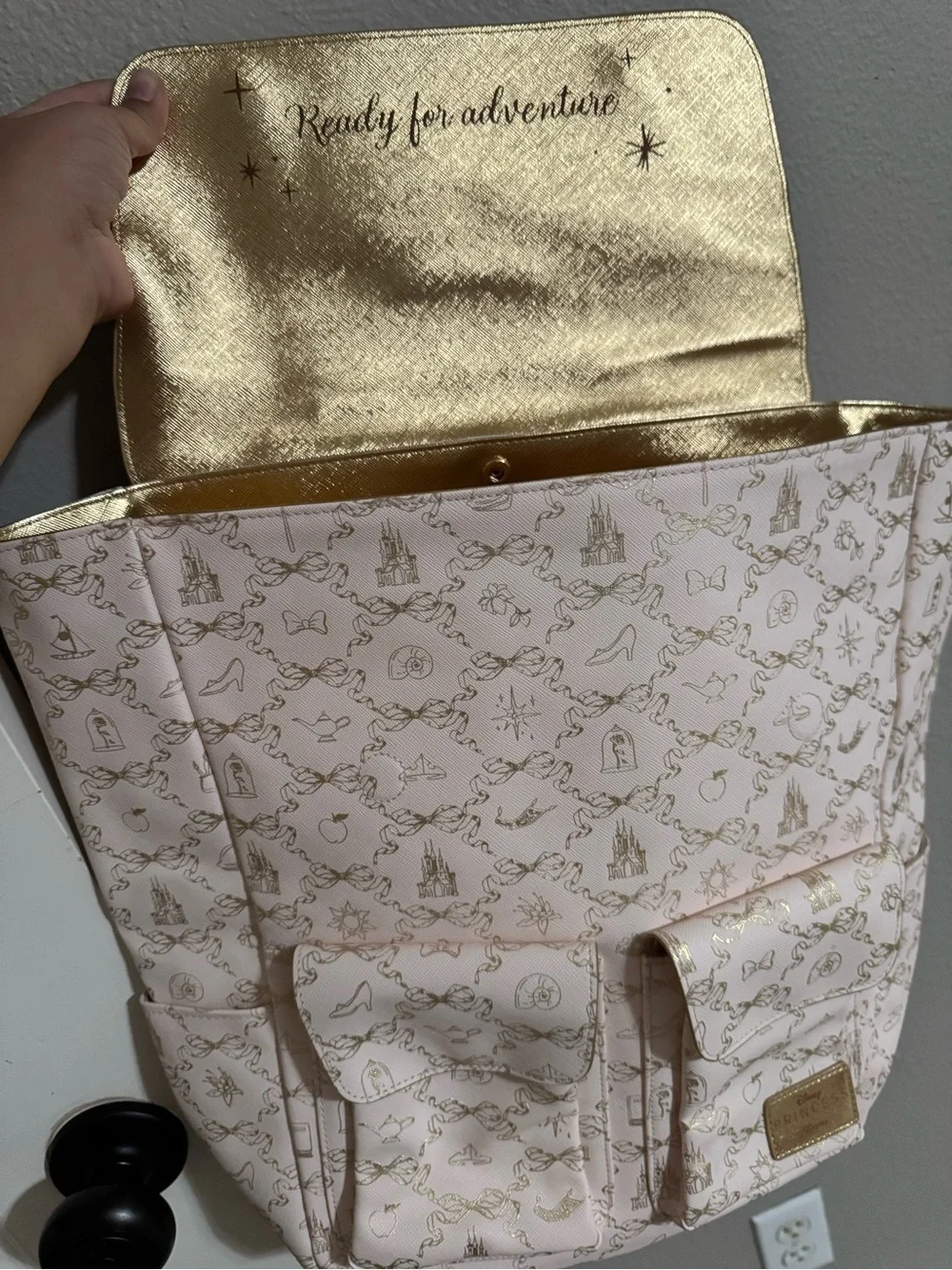 Bath and Body Works Disney Princess Pink Printed Tote with Gold Charm